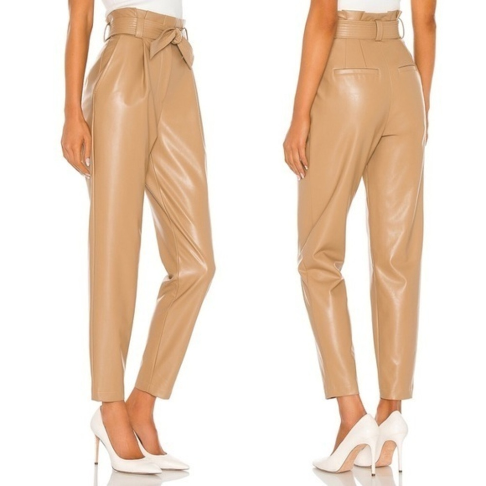 A.L.C. Cobey Faux Leather Beige Ankle Pants S (4)